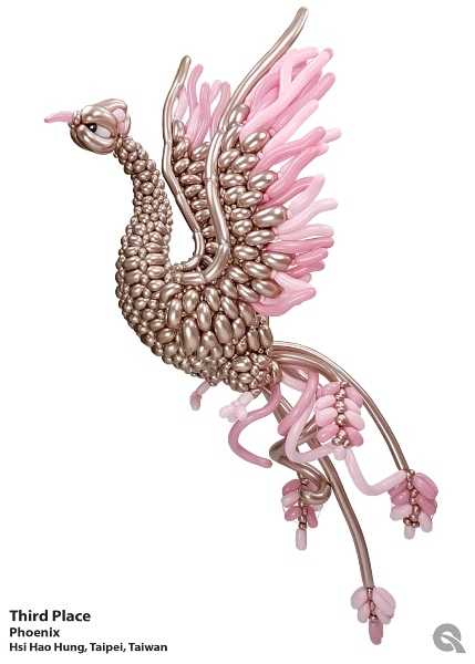 Eine Vogel-Skulptur aus Ballons in Wien.